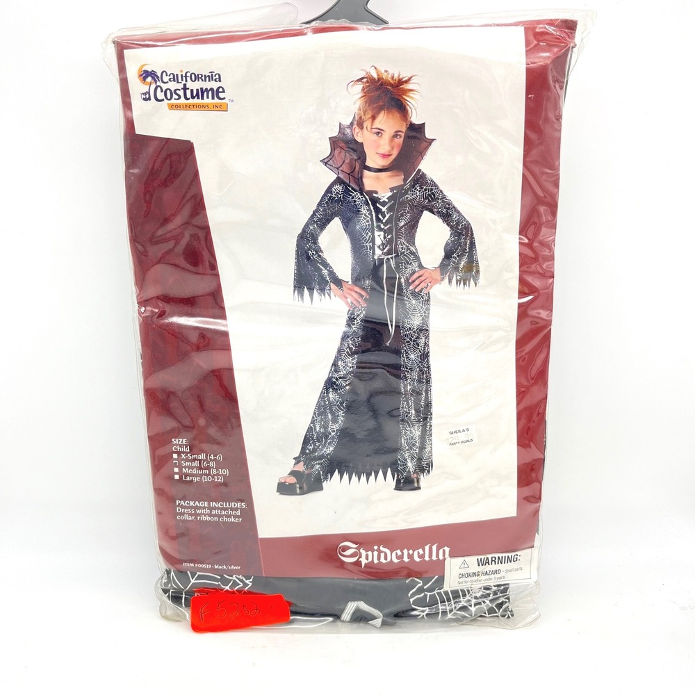 California Costumes Spinderella Spiderweb Dress Choker Girls Small 6-8 00519
